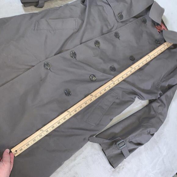 Hill & Archer Long‎ Trench Coat Double Breasted Zip Out Lining Brown Size 44R - Picture 9 of 15